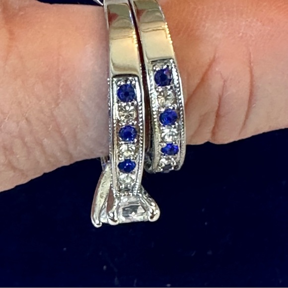 NEW Women’s Engagement & Wedding Band White & Sapphire Blue CZ 925 Size 9 - Picture 5 of 9